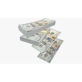 3D One Hundred Dollars Bills Collection
